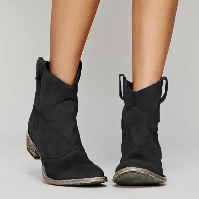 Women's Western Ankle Boots – pointed toe stitch detail, view 3 | The Briseis | Huna
