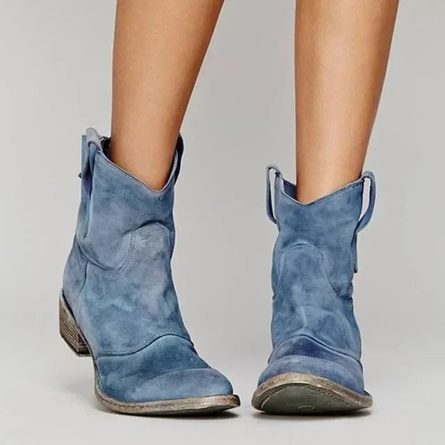 Women's Western Ankle Boots – pointed toe stitch detail, view 4 | The Briseis | Huna