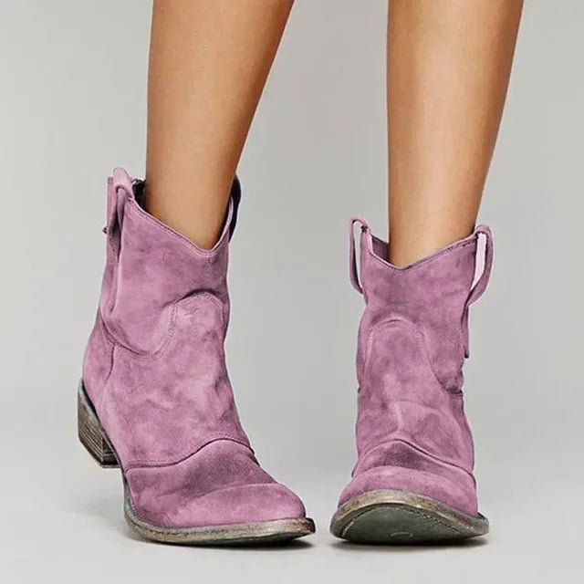 Women's Western Ankle Boots – pointed toe stitch detail, view 6 | The Briseis | Huna