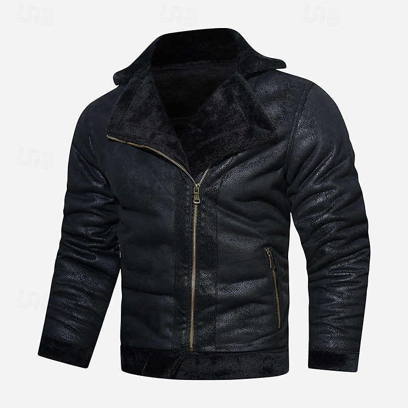 Men's pu leather biker jacket – The Ellis by Huna – view 1