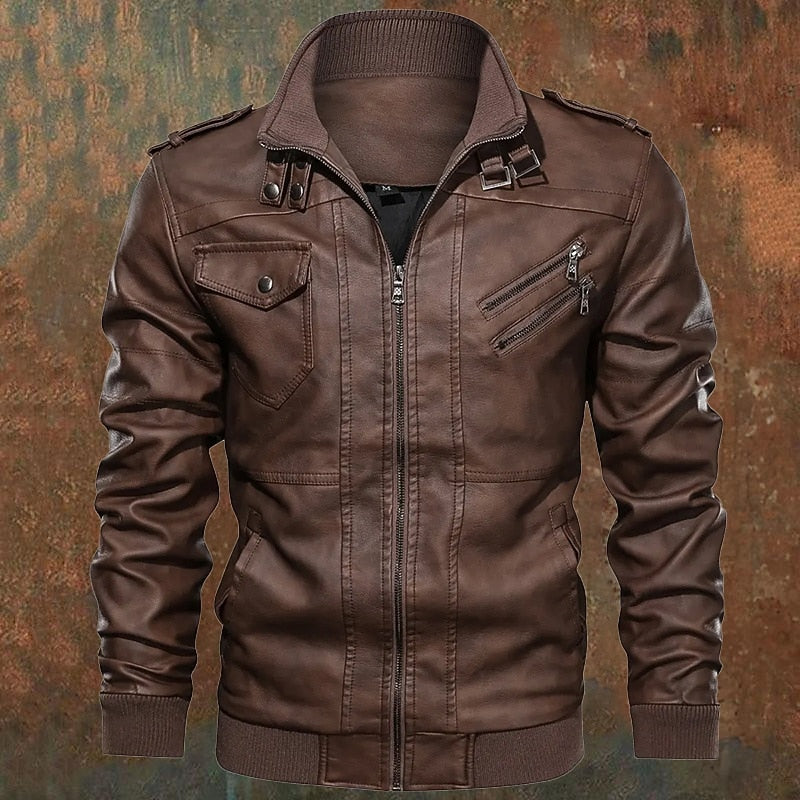 Men's pu leather biker jacket – The Franklin by Huna – view 1