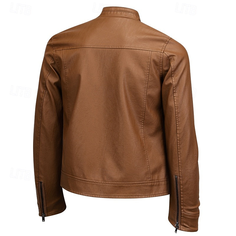 Men's pu leather moto jacket – The Mercer by Huna – view 3