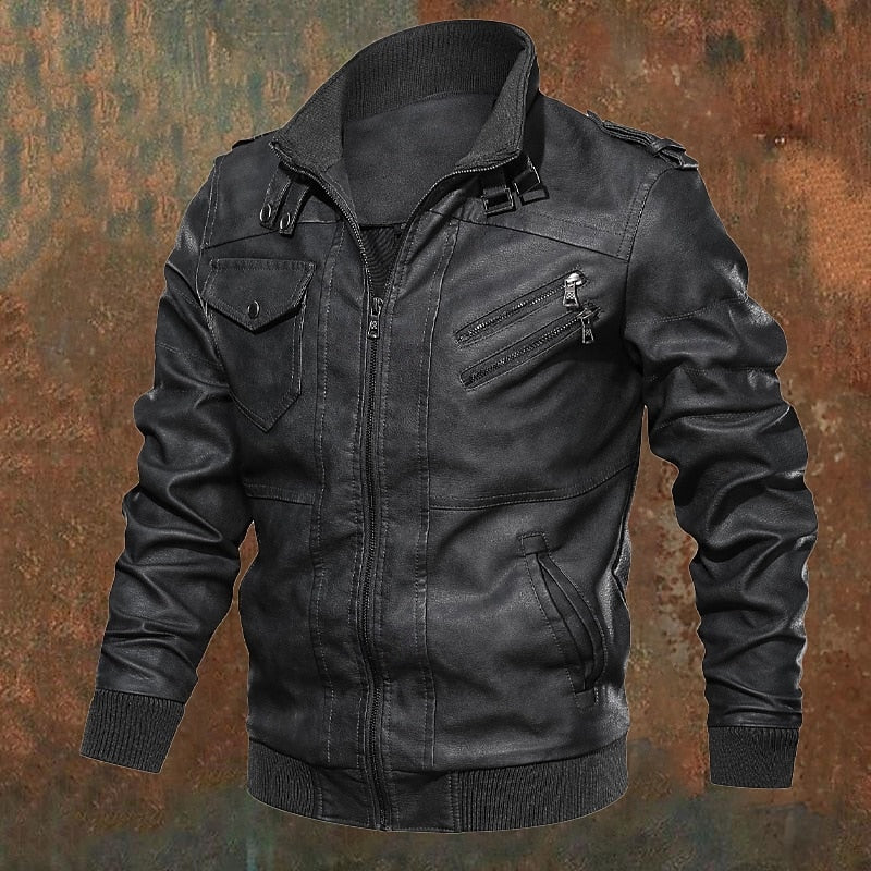 Men's pu leather biker jacket – The Franklin by Huna – view 4