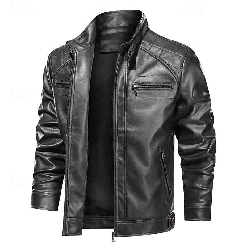 Men's pu leather biker jacket – The Beau by Huna – view 3