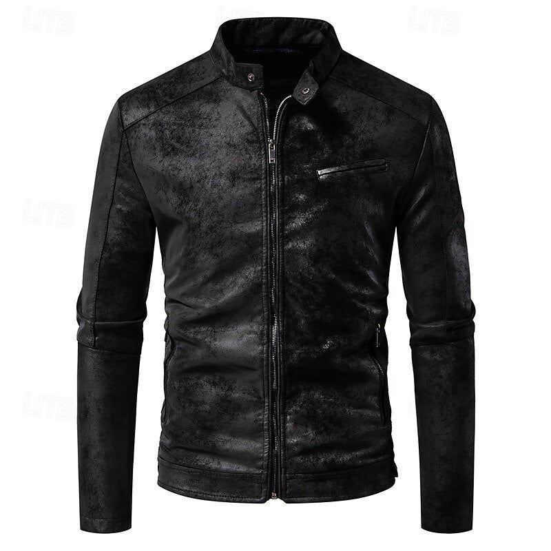 Men's pu leather biker jacket – The Chase by Huna – view 4