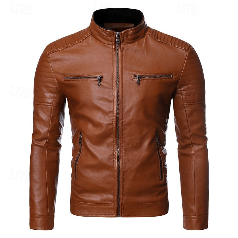 Men's pu leather biker jacket – The Chandler by Huna – view 2