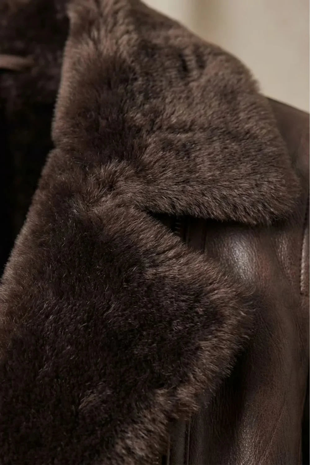 Women's Brown Shearling Jacket in brown – The Sorrelle styled view 1