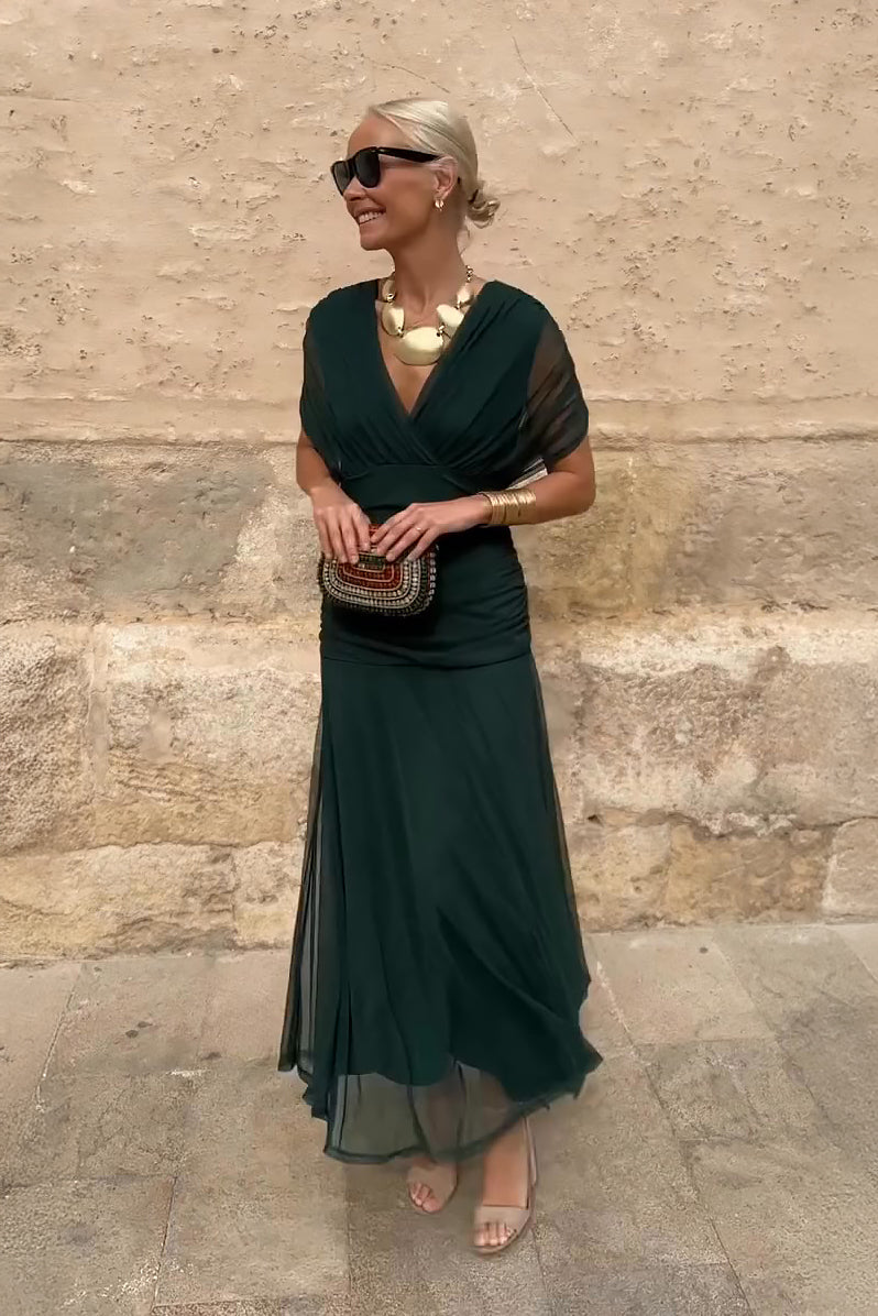 Women's Pleated Maxi Dress UK – Gradient Finish – The Aureliane – image 3