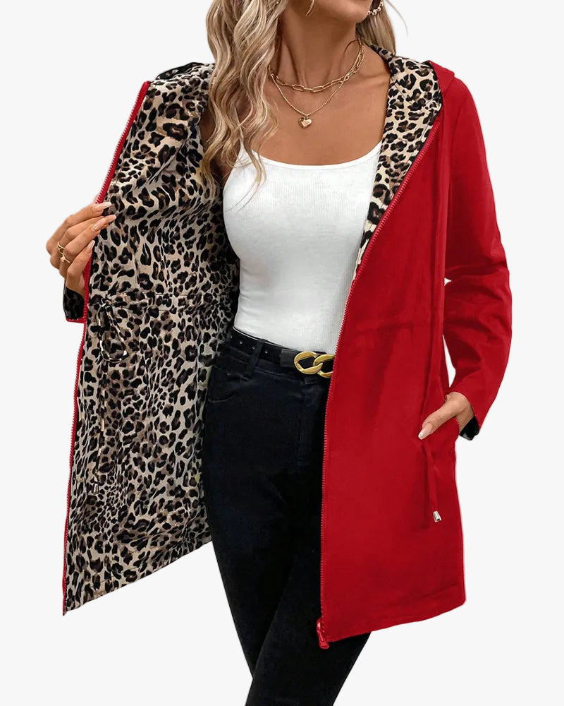 Women's Reversible Hooded Coat UK – two-way zip pocket, view 1