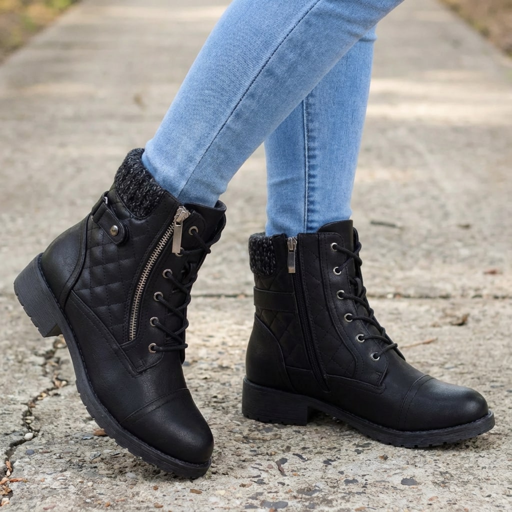 Women's Leather Ankle Boots – low block heel side zip, view 11 | The Ginevra | Huna