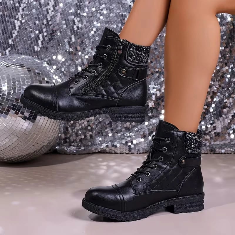Women's Leather Ankle Boots – low block heel side zip, view 12 | The Ginevra | Huna