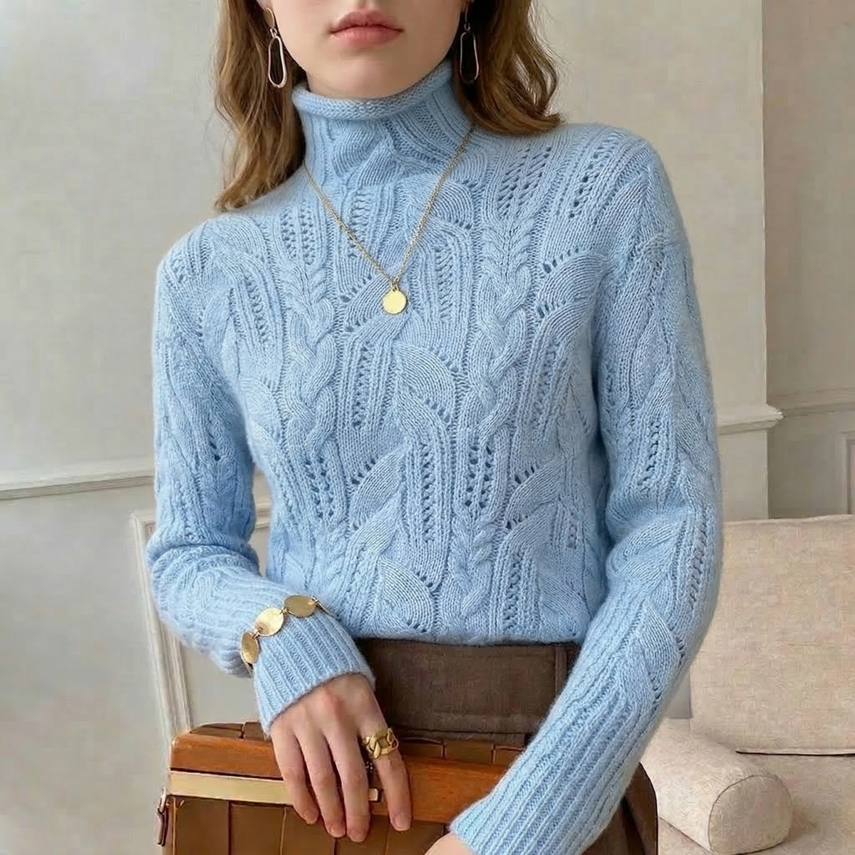 Women's Wool Knit Jumper – soft classic layer – product view 2