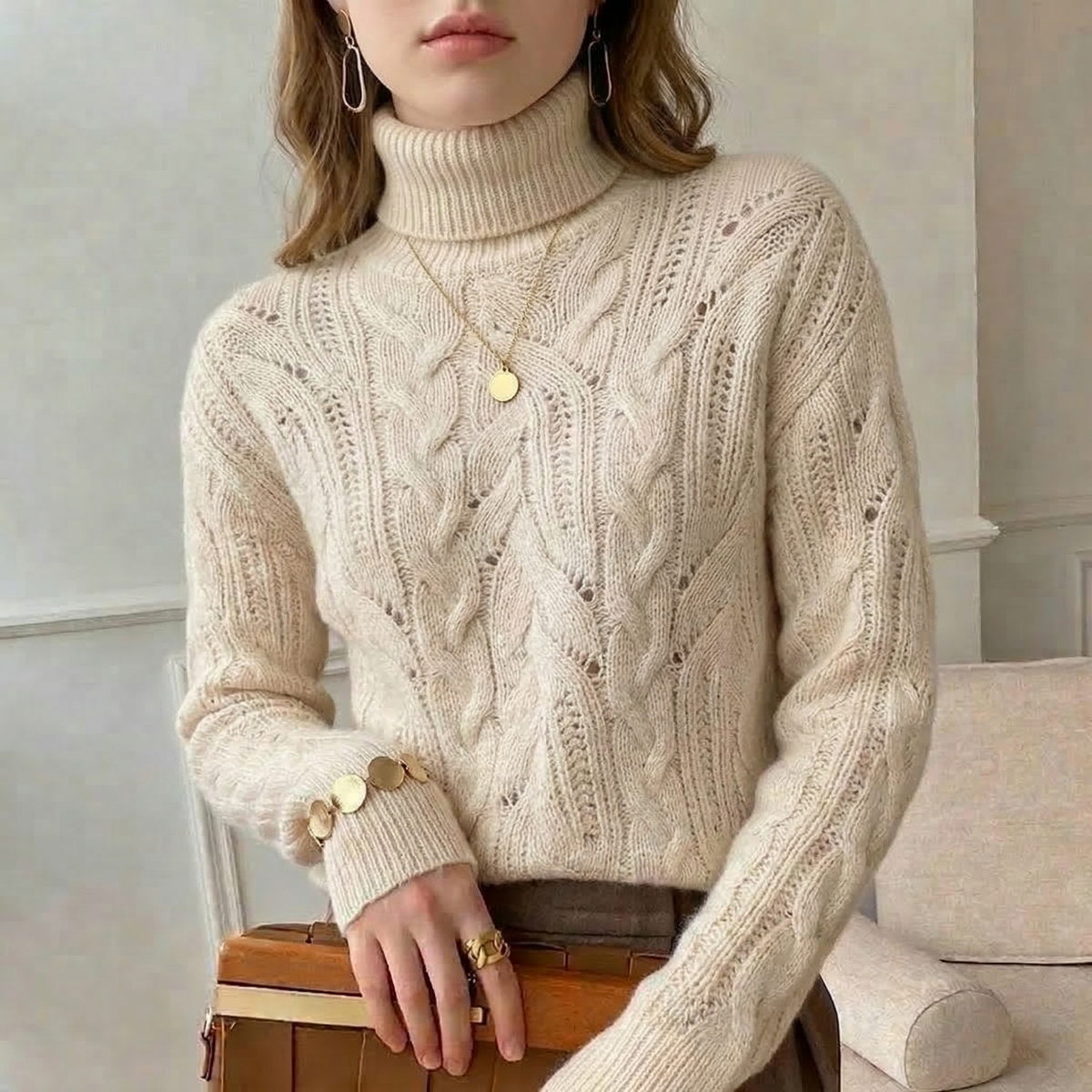 Women's Wool Knit Jumper – soft classic layer – product view 1