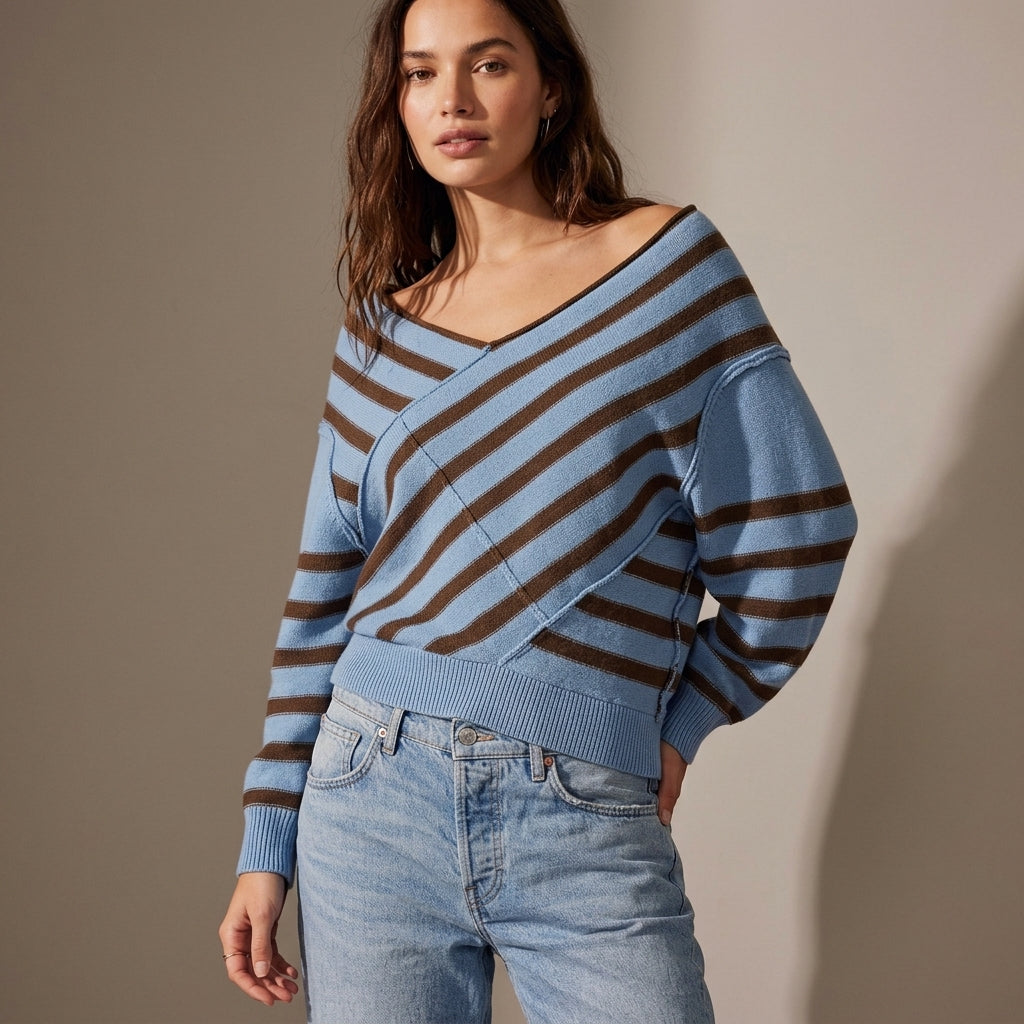 Women's Merino Crossover Jumper – soft wrap detail – product view 1