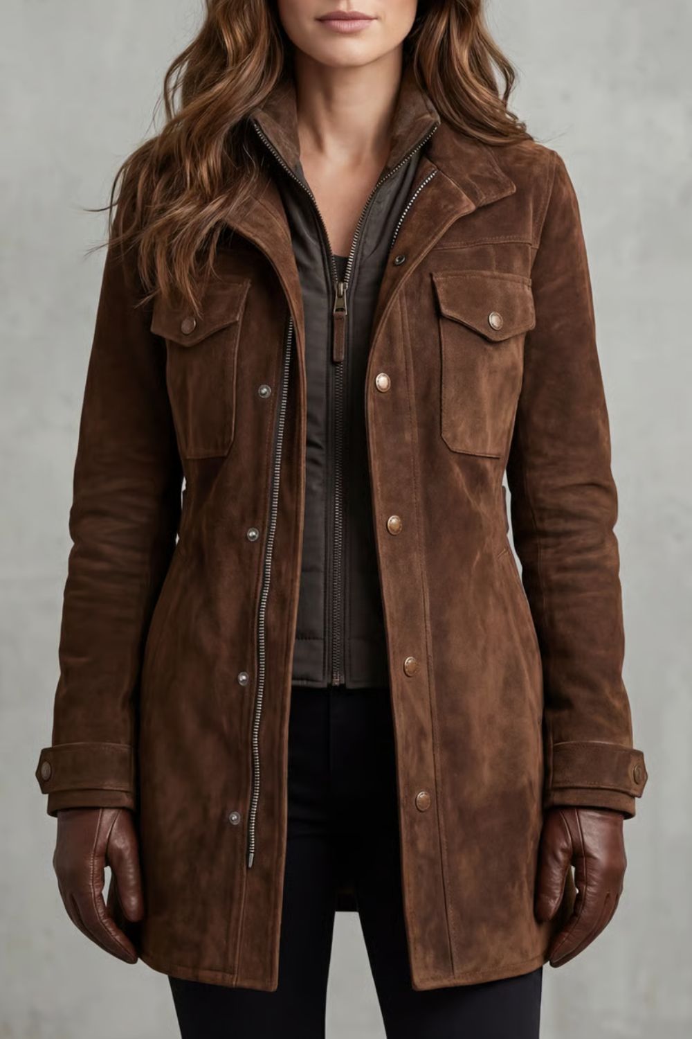 Women's suede coat – The Elarisse by Huna – view 1