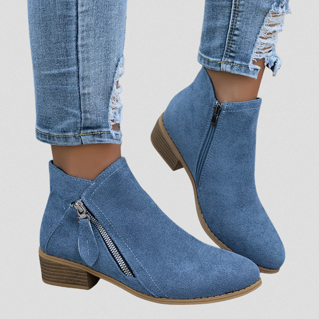 Women's Comfort Zip Ankle Boots – cushioned everyday fit, view 1 | The Araminta | Huna