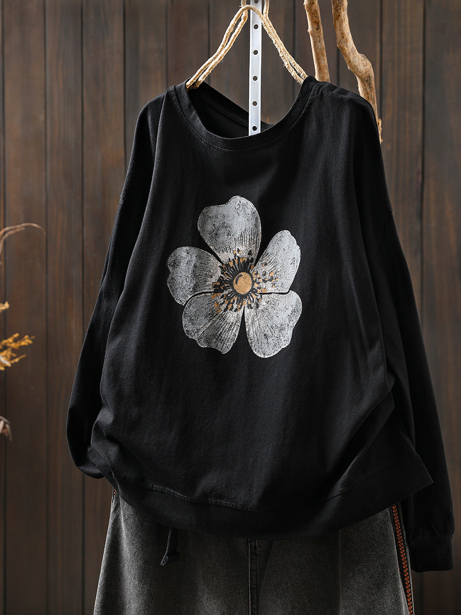 Women's Plus Size Floral Blouse – cotton crew neck, view 5 | The Nerissa | Huna