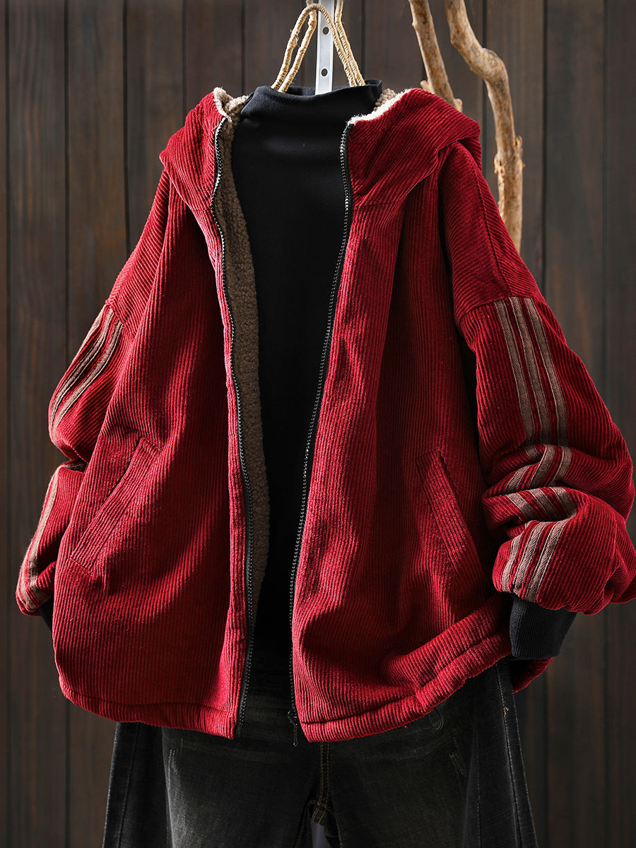 Women's Plus Size Fleece Jacket – hooded winter layer, view 1 | The Melusine | Huna