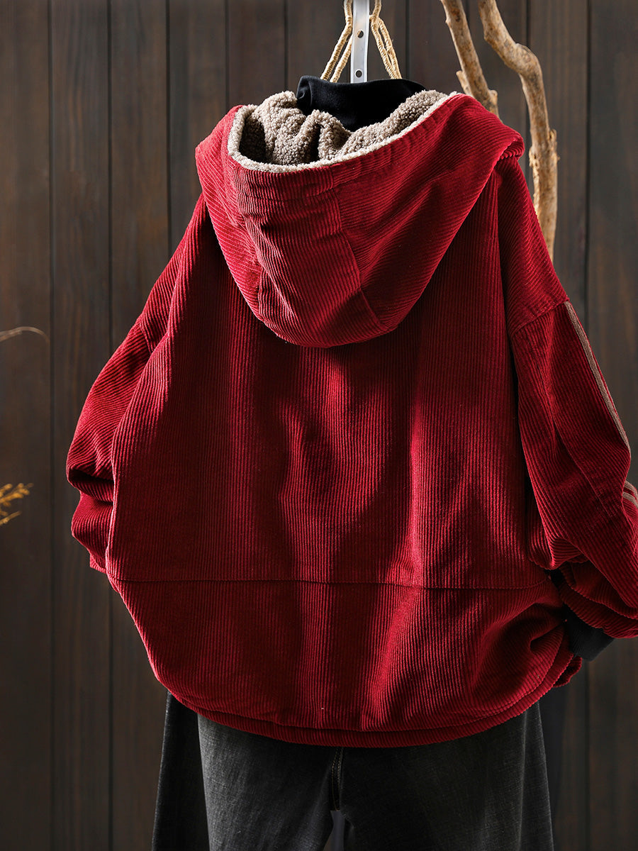 Women's Plus Size Fleece Jacket – hooded winter layer, view 5 | The Melusine | Huna