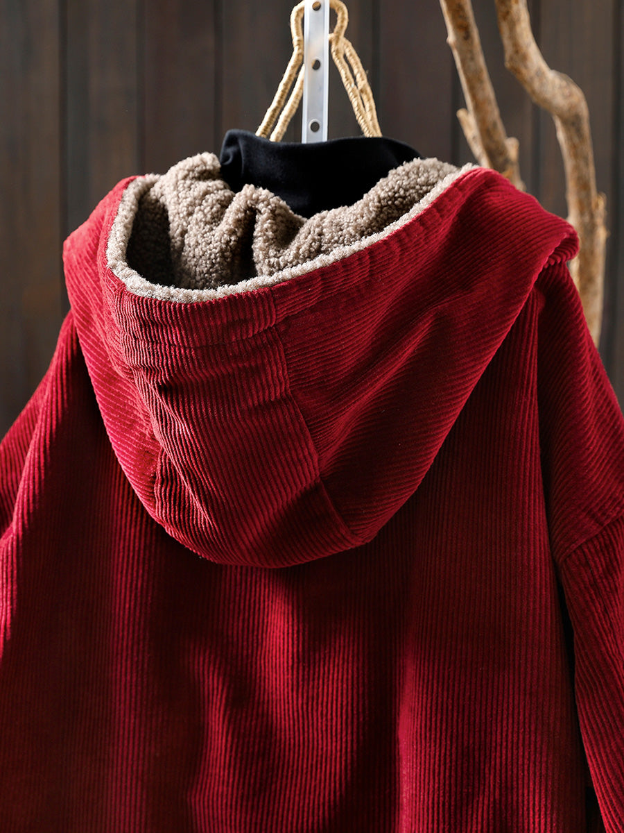 Women's Plus Size Fleece Jacket – hooded winter layer, view 6 | The Melusine | Huna