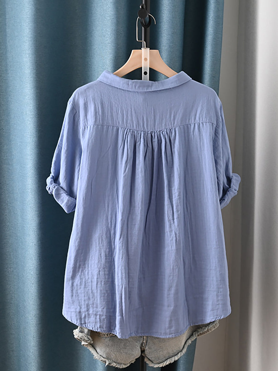 Women's Plus Size Cotton Top – round neck short or long sleeve, view 6 | The Calanthe | Huna