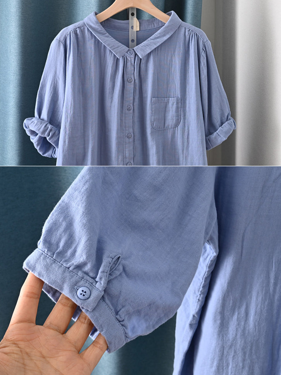 Women's Plus Size Cotton Top – round neck short or long sleeve, view 7 | The Calanthe | Huna