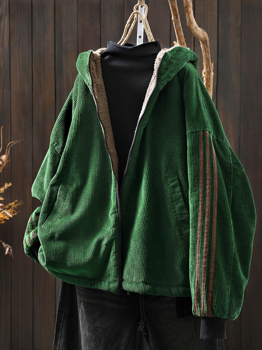 Women's Plus Size Fleece Jacket – hooded winter layer, view 9 | The Melusine | Huna