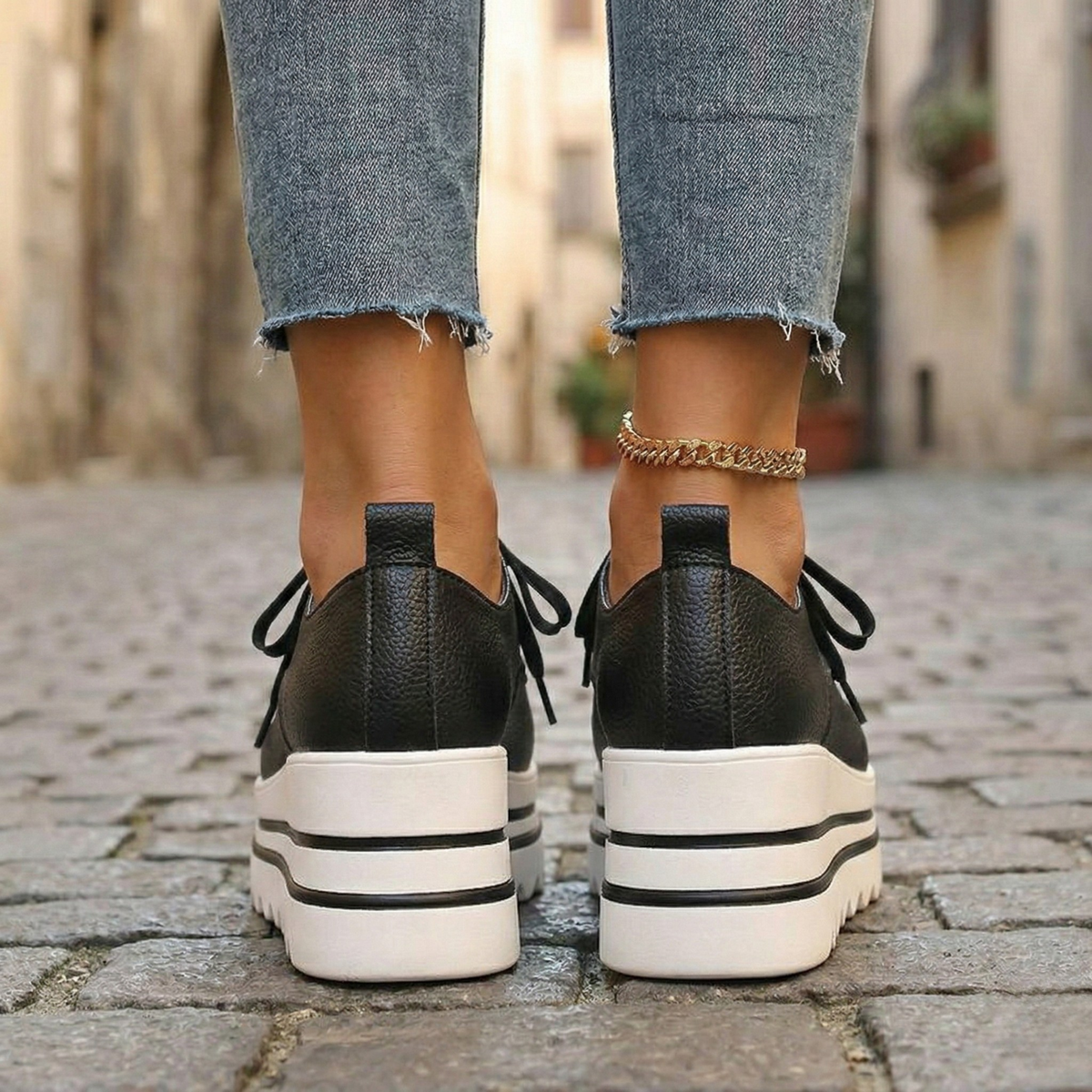 Women's Platform Oxford Shoes – chunky lace-up style, view 2 | The Eglantine | Huna