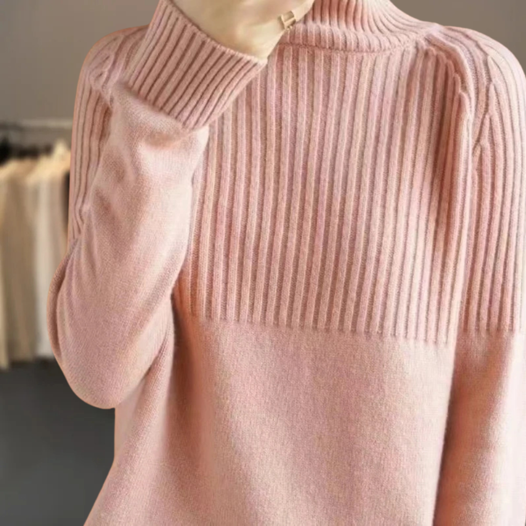 Women's Ribbed Roll Neck Jumper UK – slim layering fit, view 5