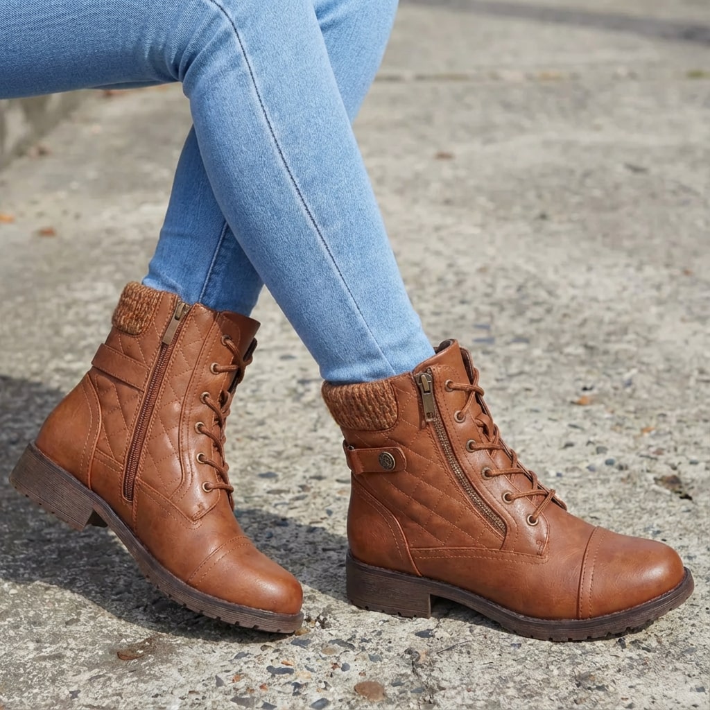 Women's Leather Ankle Boots UK – comfort low heel, view 2