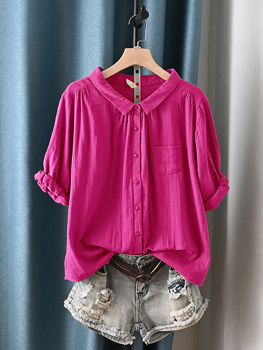 Women's Plus Size Cotton Top – round neck short or long sleeve, view 12 | The Calanthe | Huna