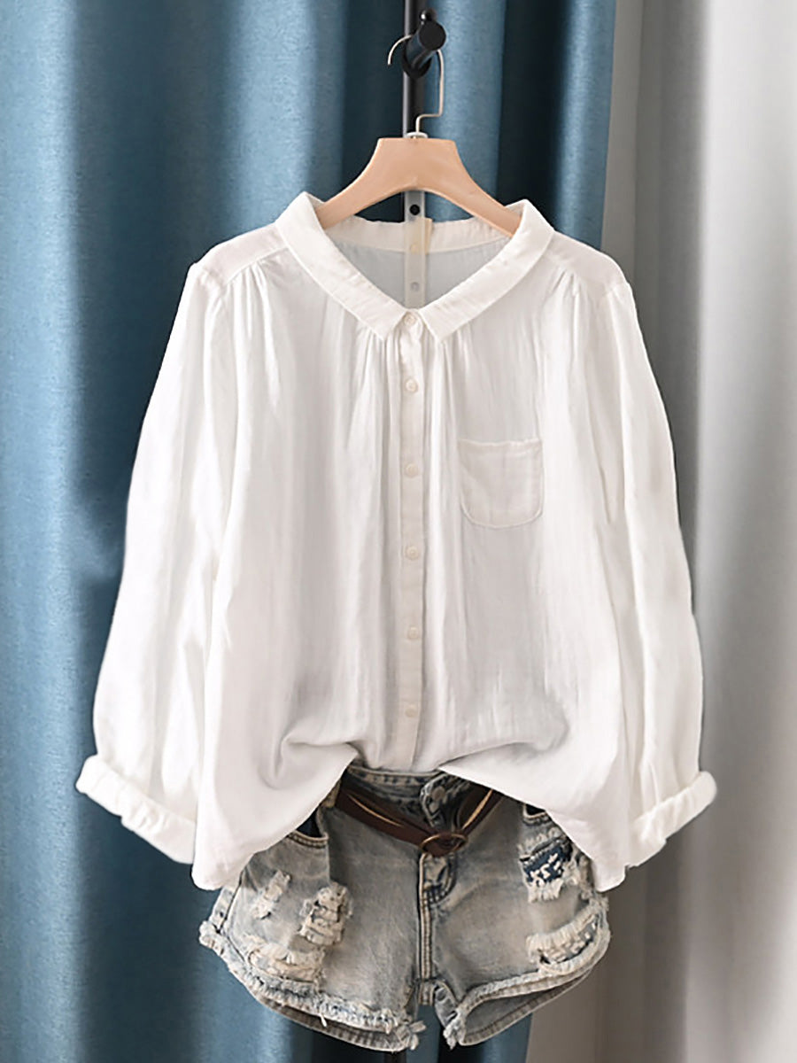 Women's Plus Size Cotton Top – round neck short or long sleeve, view 17 | The Calanthe | Huna