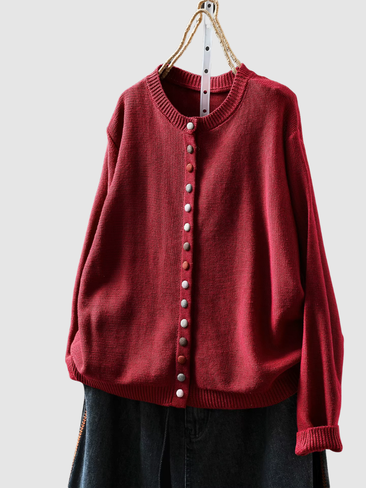 Women's Knitted Cardigan UK – classic button front, view 6