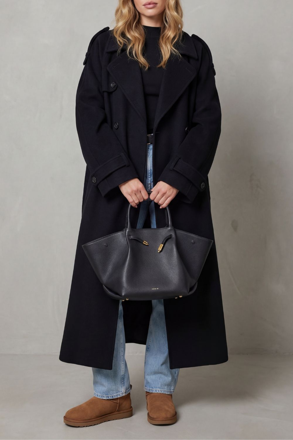 Women's black trench coat – The Liorenne by Huna – view 5