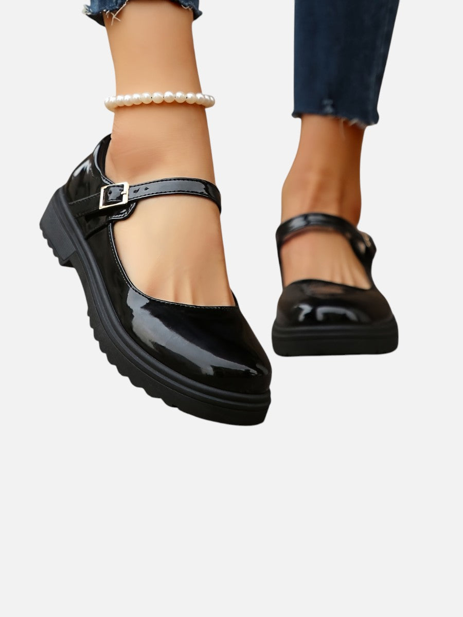 Women's Glossy Mary Jane Loafers – leather-look comfort, view 5 | The Ione | Huna