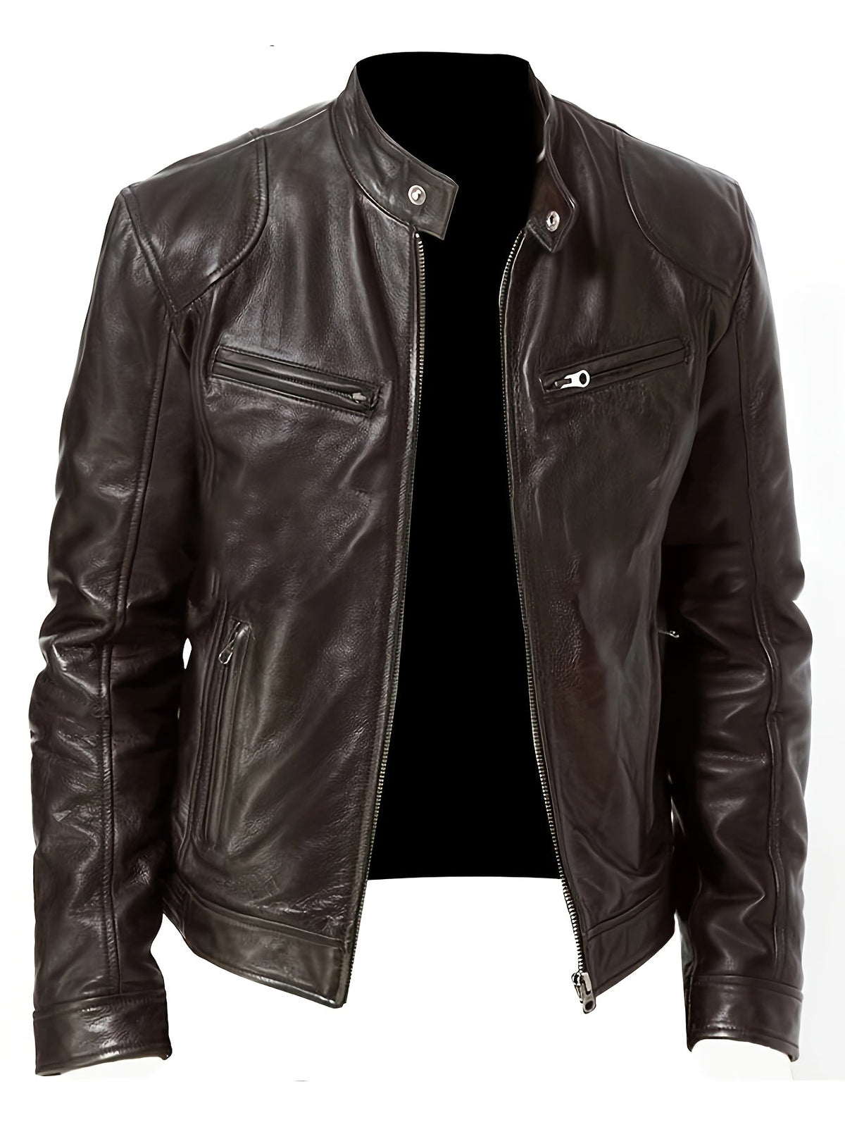 Men's pu leather moto jacket – The Bryson by Huna – view 8