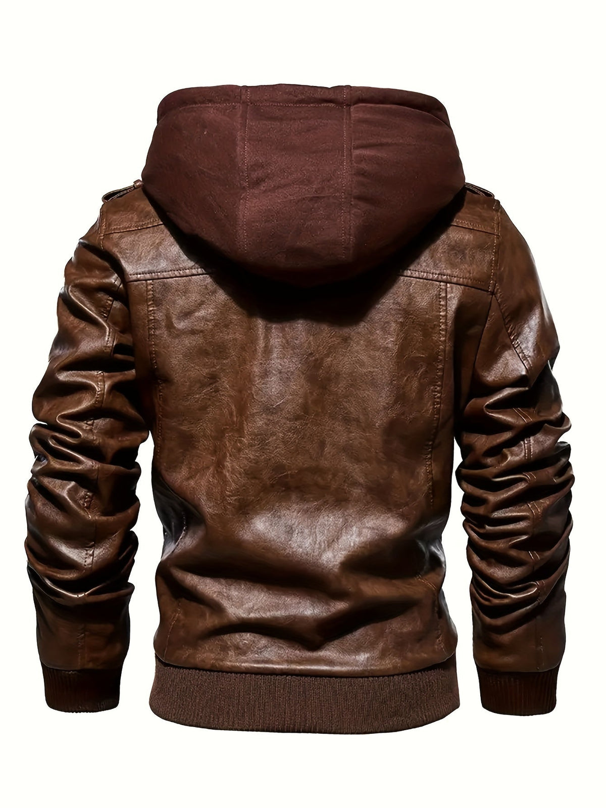 Men's hooded pu leather jacket – The Maddox by Huna – view 24