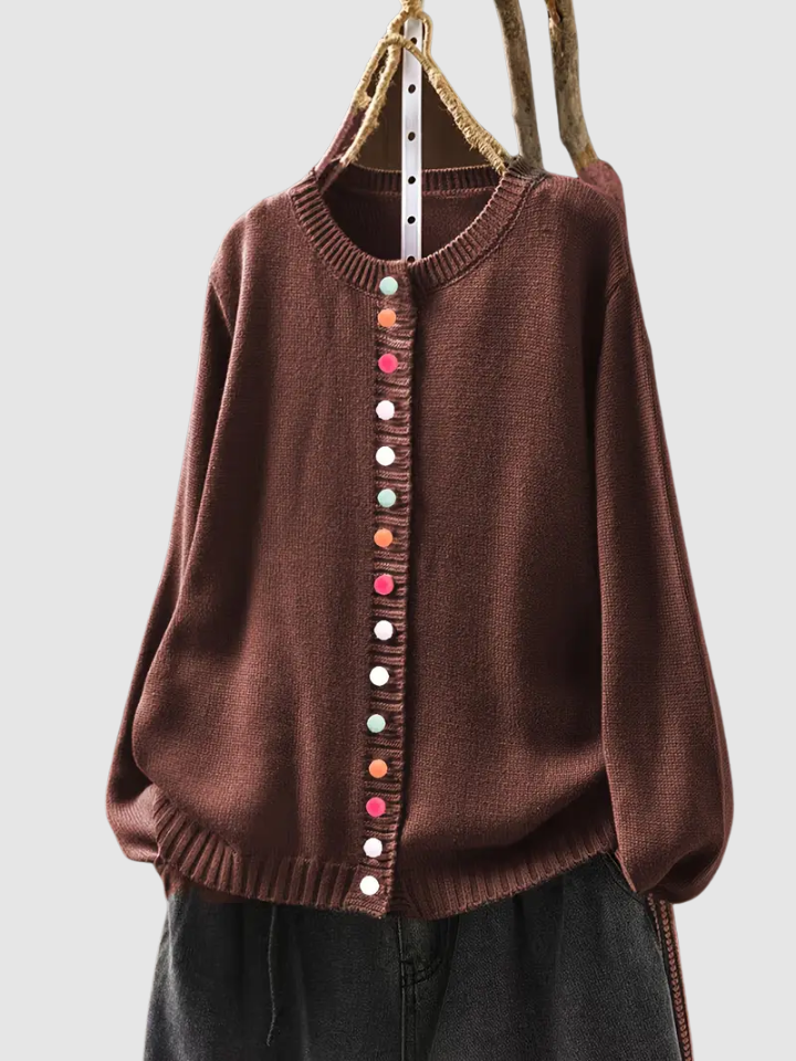 Women's Knitted Cardigan UK – classic button front, view 3