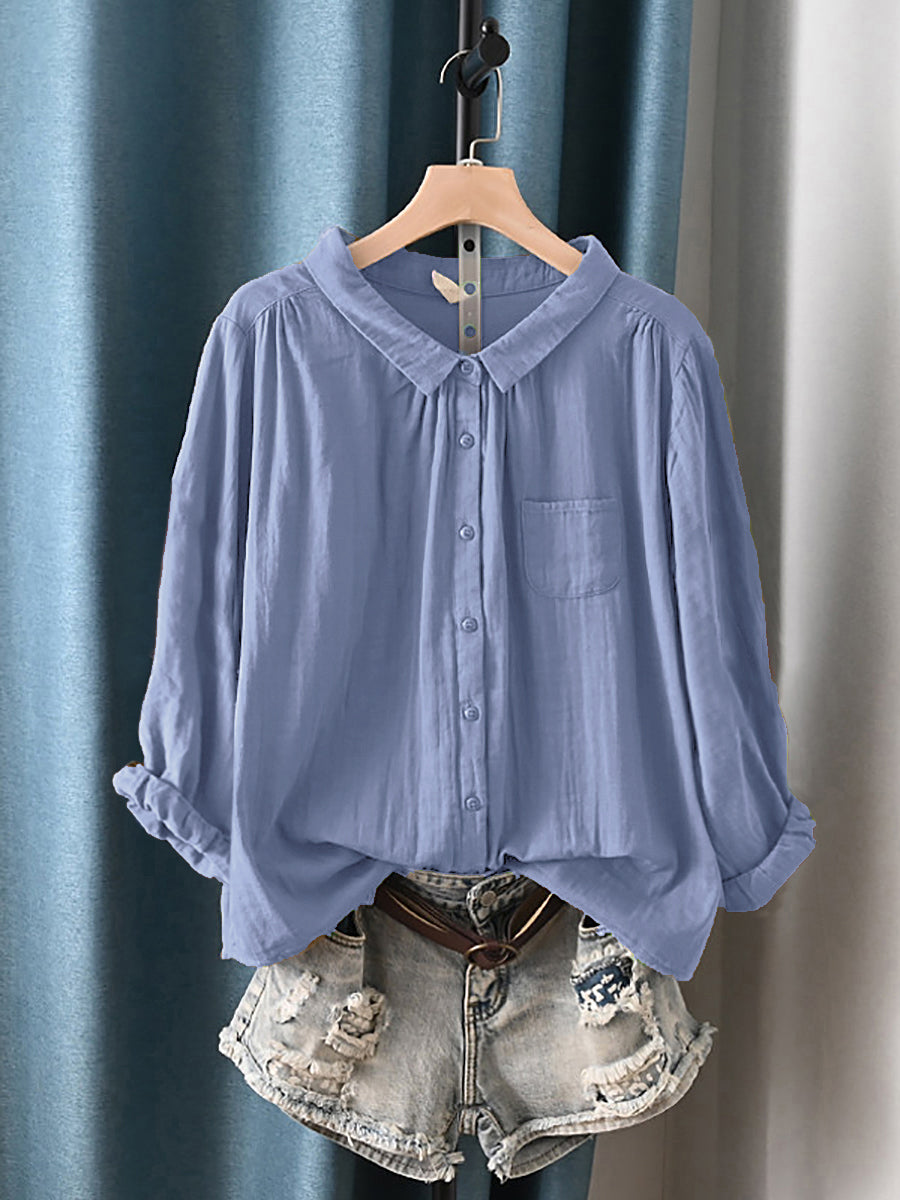 Women's Plus Size Cotton Top – round neck short or long sleeve, view 21 | The Calanthe | Huna