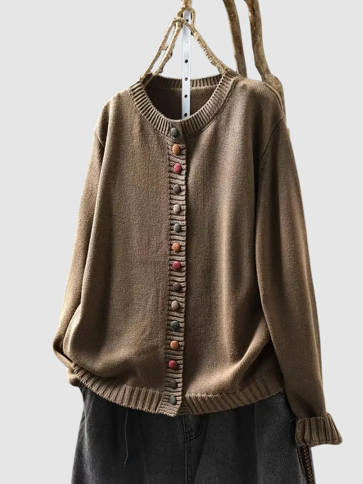 Women's Knitted Cardigan UK – classic button front, view 2