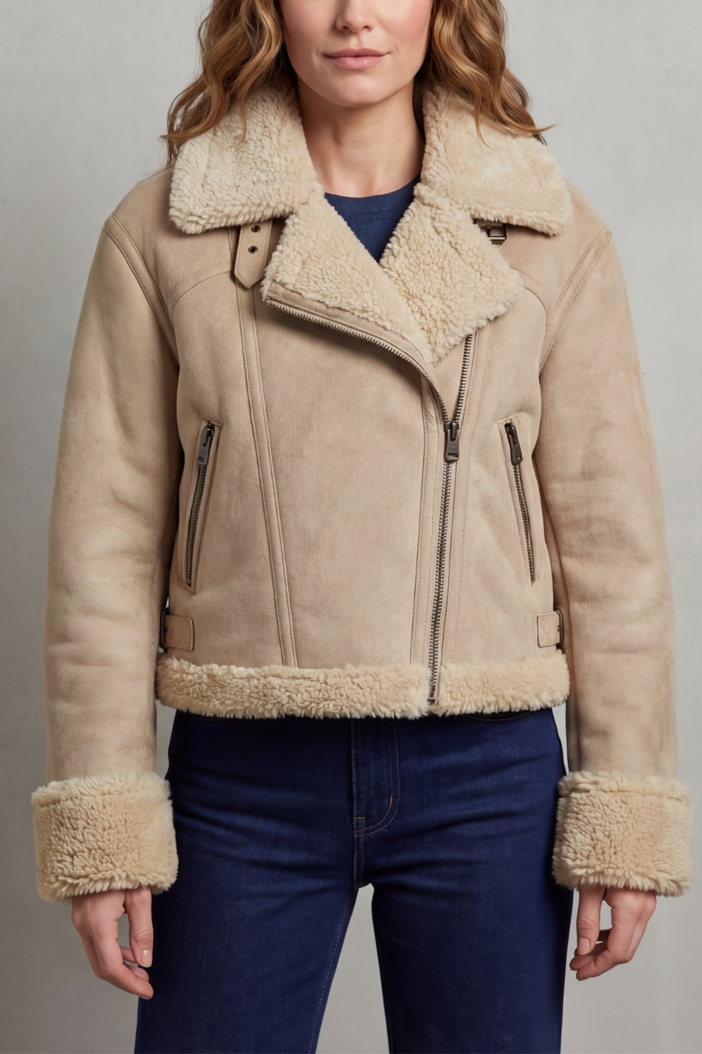 Women's Fleece Aviator Jacket – The Lavendria, view 5