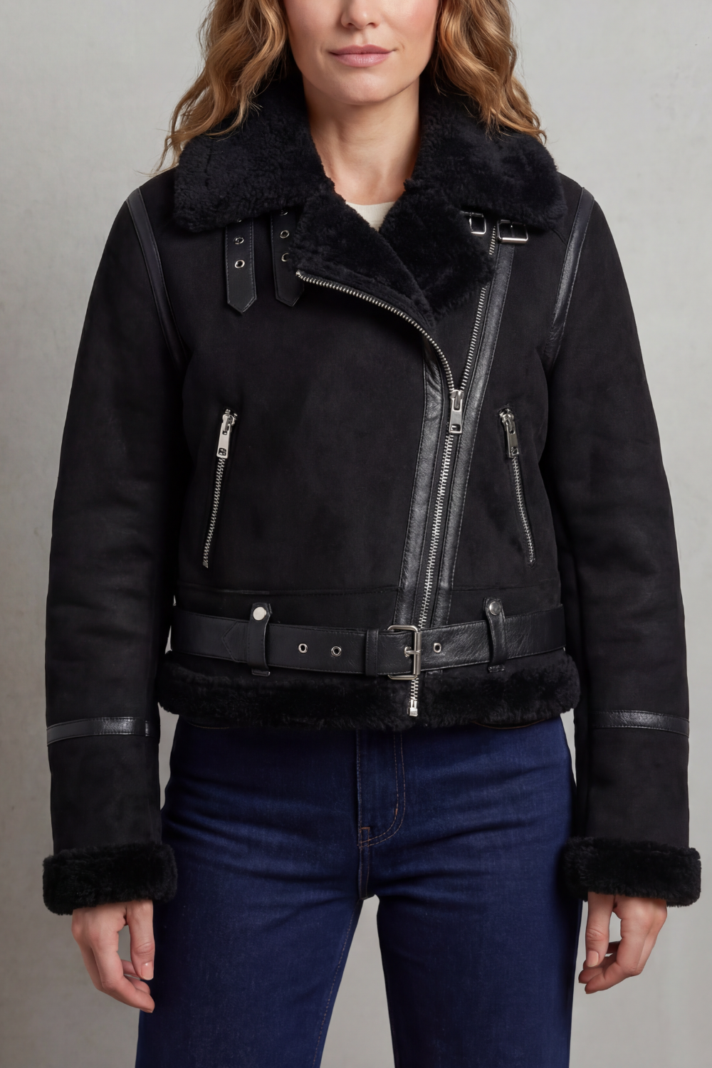 Women's Fleece Aviator Jacket – The Lavendria, view 7