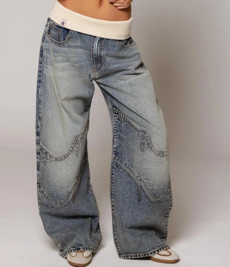 Women's Baggy Jeans UK – statement seam, view 1