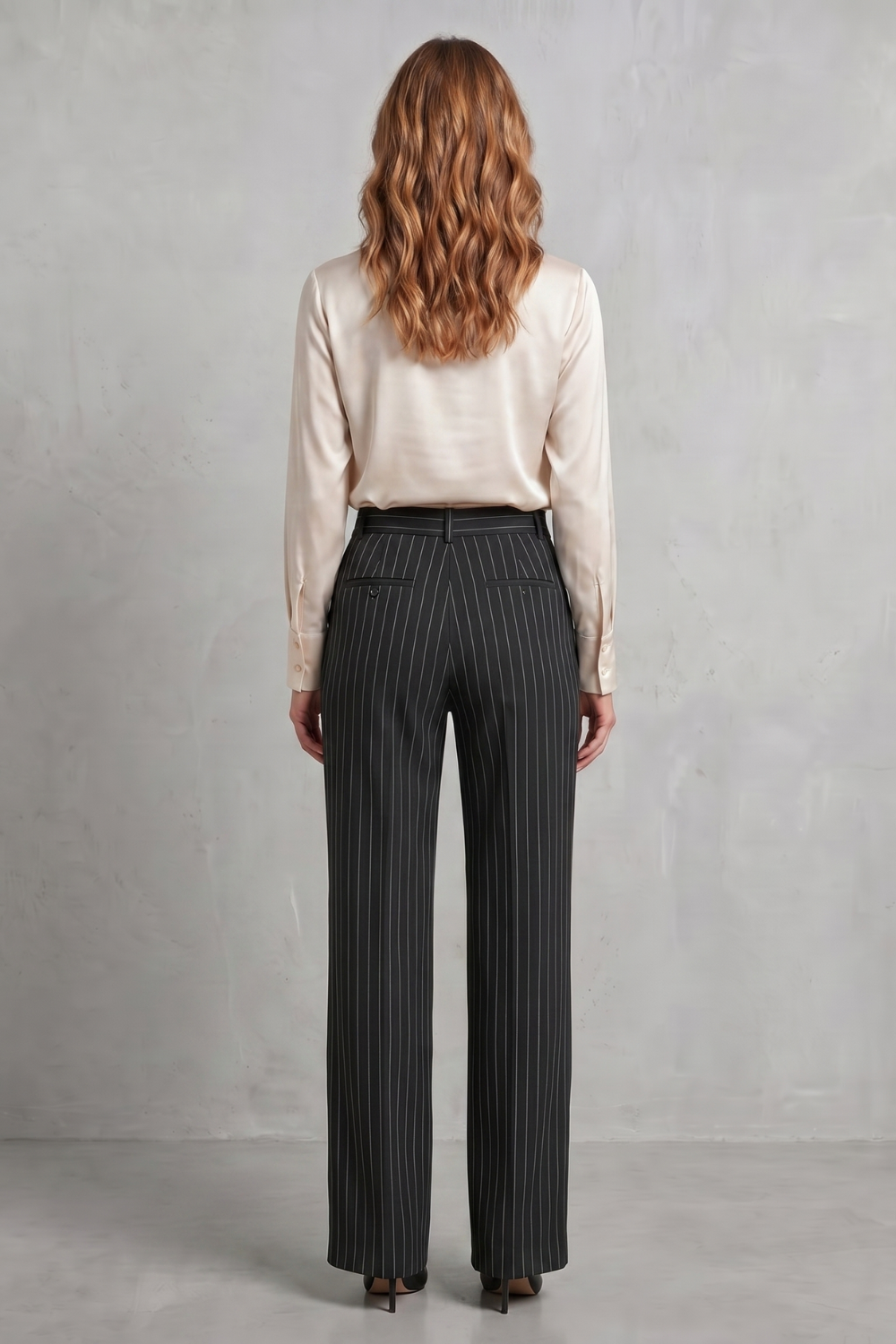 Women's Pinstripe Wide Leg Trousers – The Sapphirine, view 4