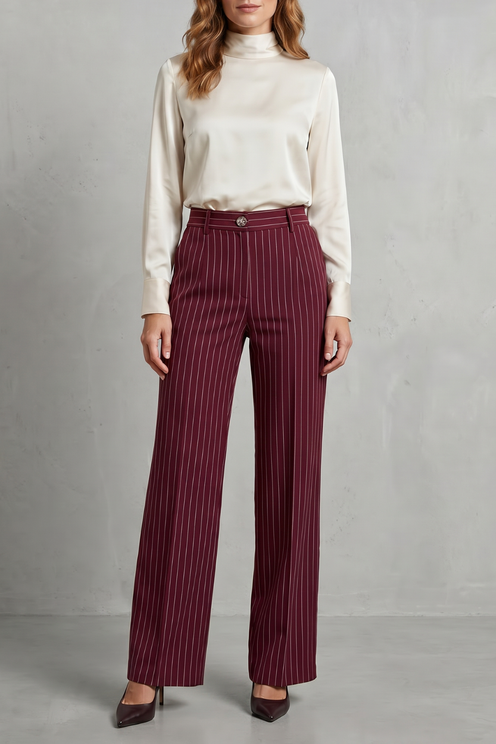 Women's Pinstripe Wide Leg Trousers – The Sapphirine, view 7