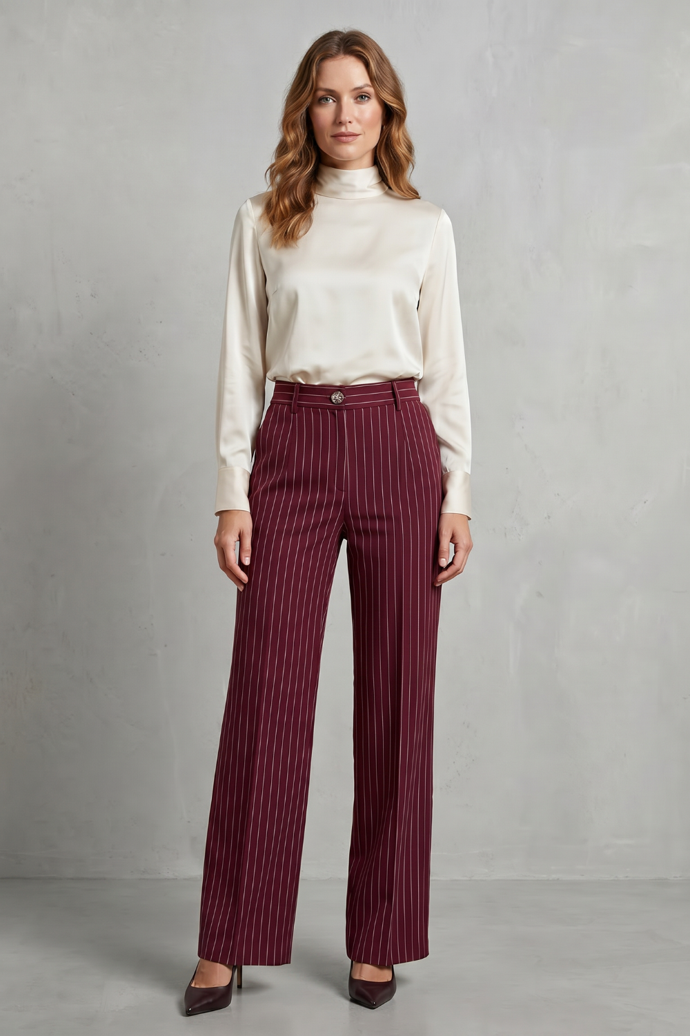 Women's Pinstripe Wide Leg Trousers – The Sapphirine, view 8