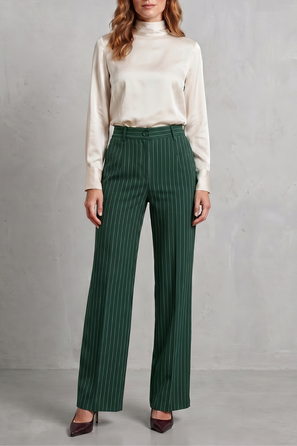Women's Pinstripe Wide Leg Trousers – The Sapphirine, view 15