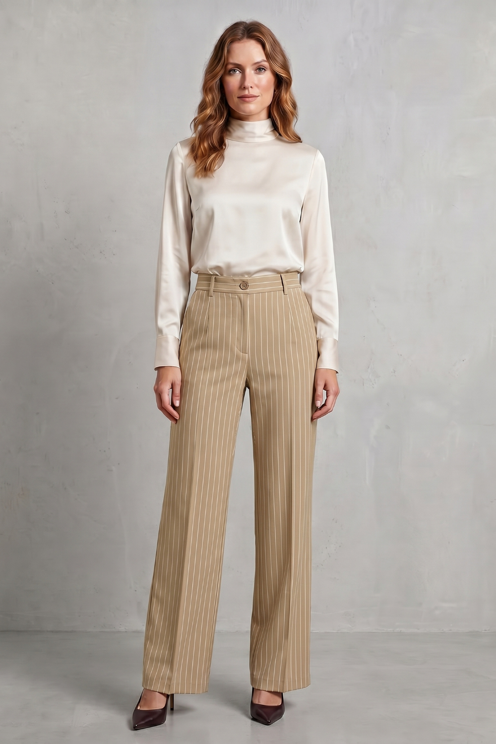 Women's Pinstripe Wide Leg Trousers – The Sapphirine, view 10