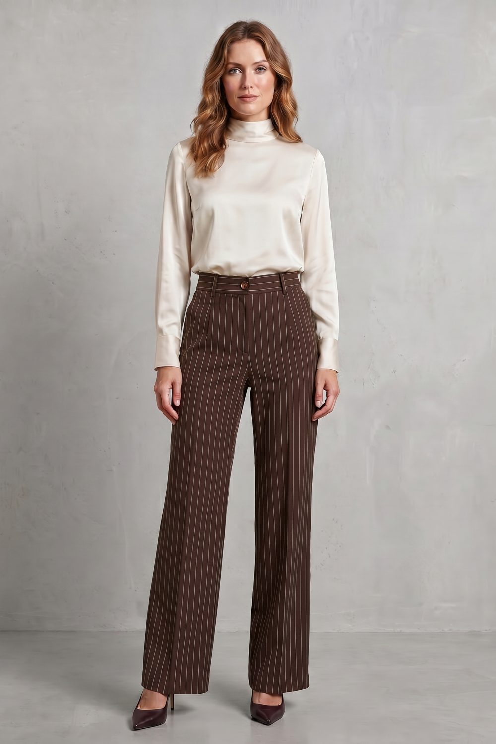 Women's Pinstripe Wide Leg Trousers – The Sapphirine, view 14
