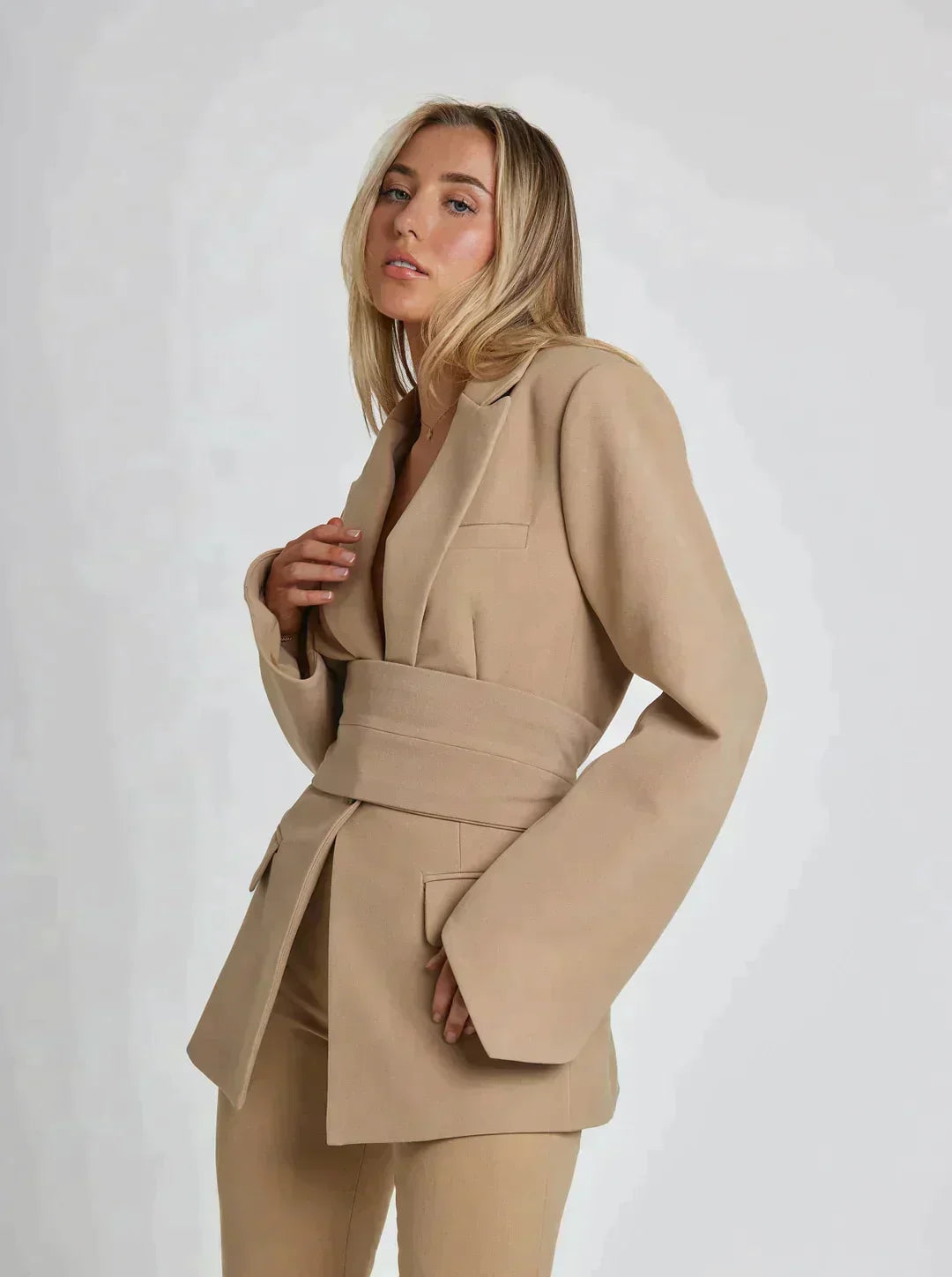 Women's Belted Blazer UK – tailored silhouette, view 2